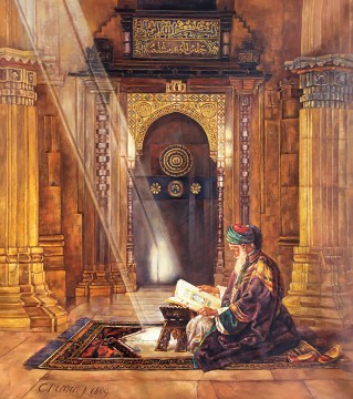 Árabe Painting - Lectura árabe en la mezquita